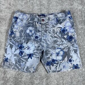 Anchor Shorts Men's 30 Blue Floral Chino Resortwear Stretch Beach Coastal